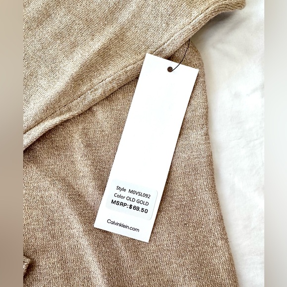 Calvin Klein Metallic Sparkle Gold Turtleneck Sweater NWT - Picture 3 of 8